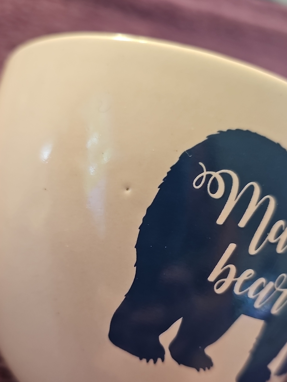 Mama Bear Floral Accent Ceramic Mug - White with Navy & Pink - Picture 2 of 5